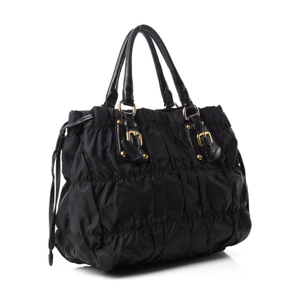 Prada Tessuto Nylon Gaufre Drawstring Tote Black 3 of 17