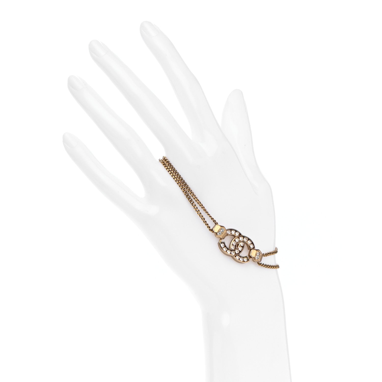Chanel Crystal CC Chain Bracelet Gold 2 of 5