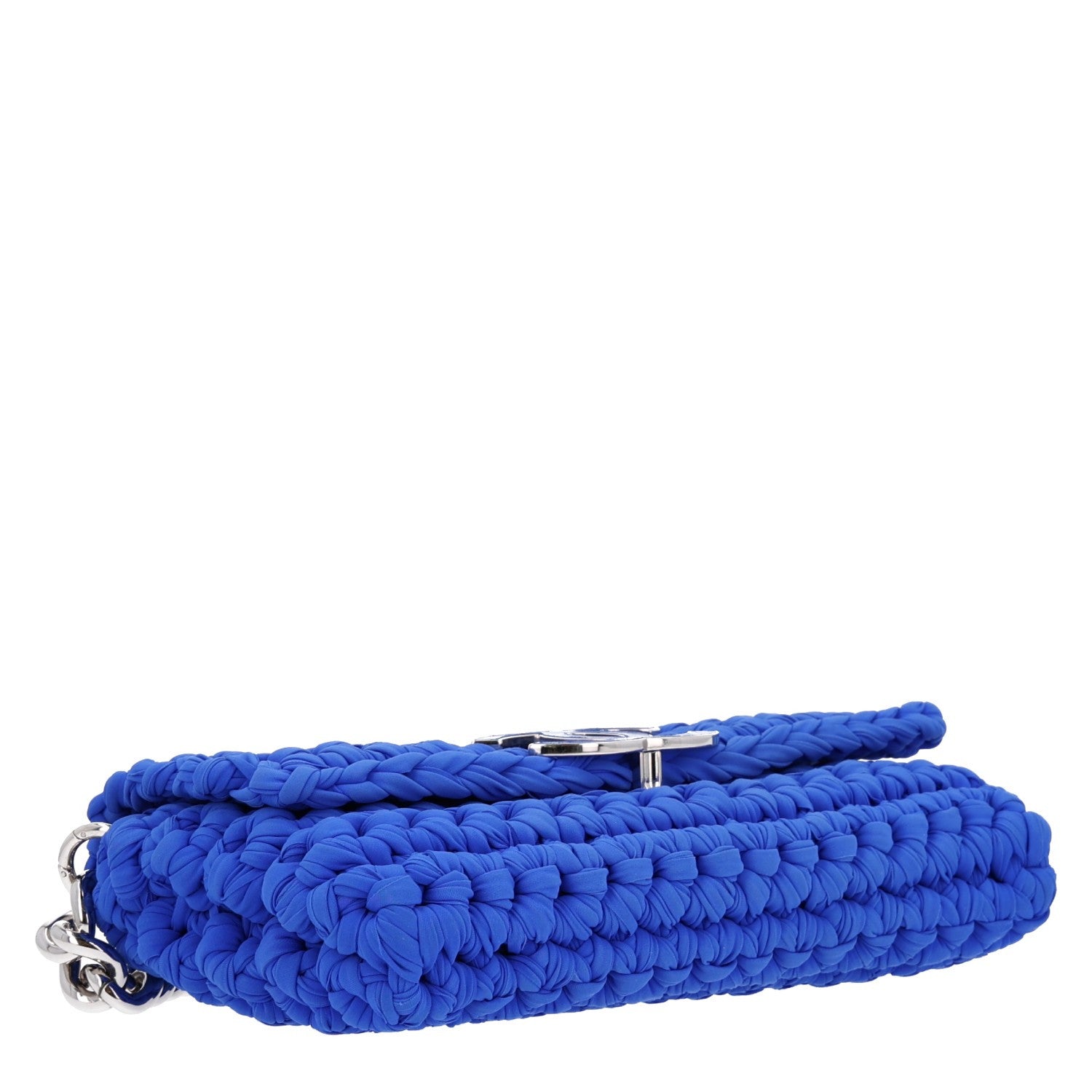 Chanel Woven Fabric Single Flap Blue 4 of 10