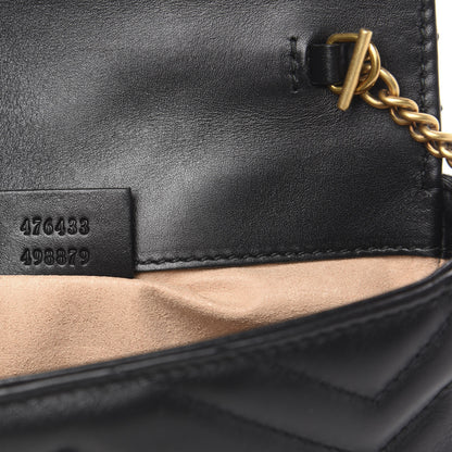 Gucci Calfskin Matelasse Super Mini GG Marmont Shoulder Bag Black 6 of 12