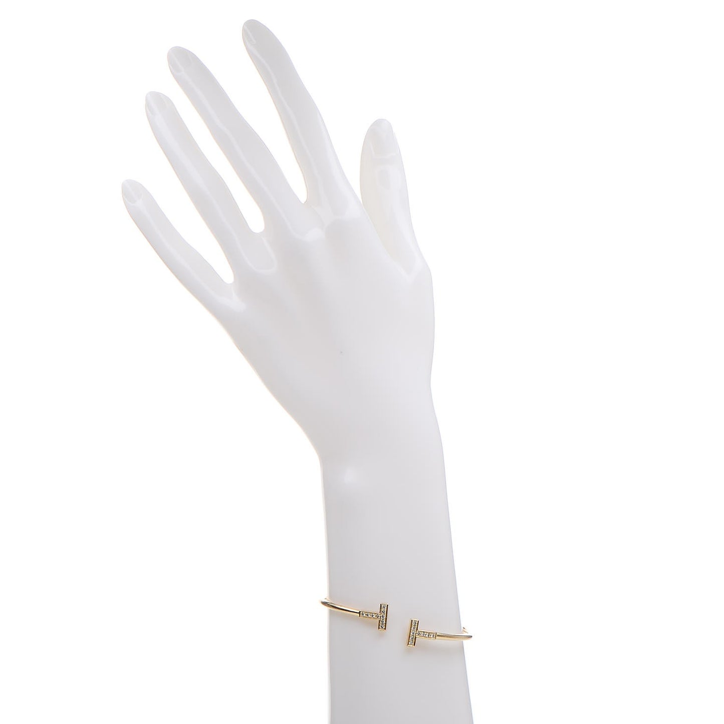 18K Yellow Gold Diamond T Wire Bracelet