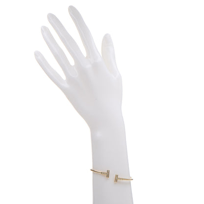 Tiffany 18K Yellow Gold Diamond T Wire Bracelet 2 of 5