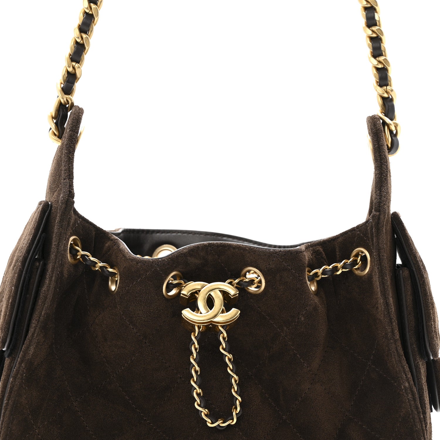 Chanel Suede Quilted Mini Chanel 25 Handbag Dark Brown 8 of 13