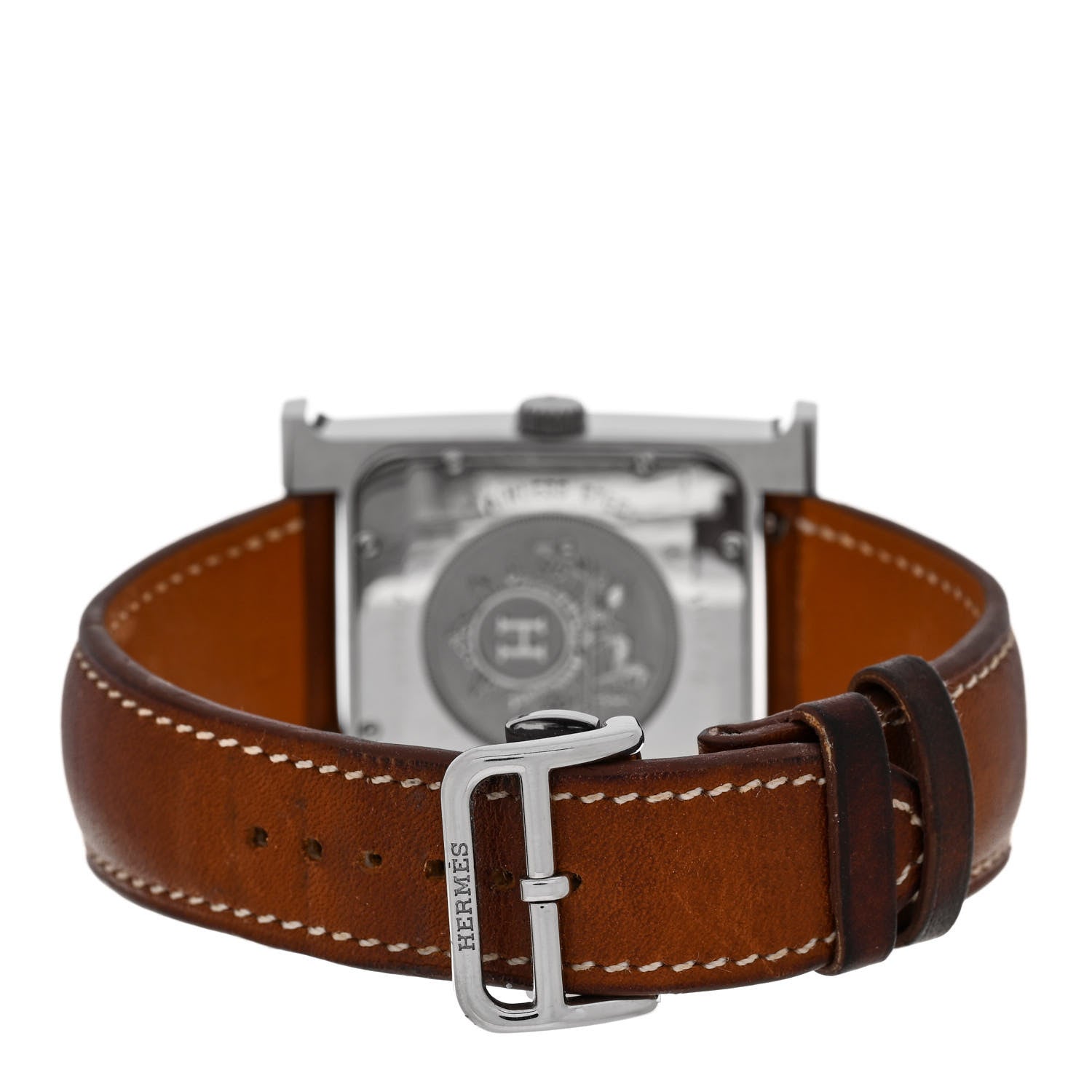 Hermes Stainless Steel Barenia 32mm Heure H Hour Automatic Watch Fauve 3 of 4