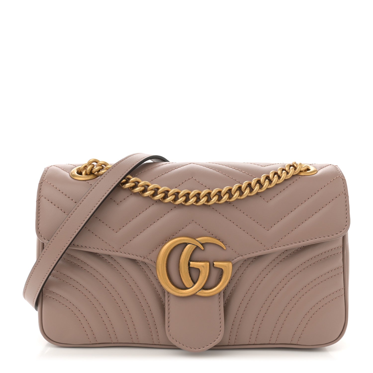 Gucci Calfskin Matelasse Small GG Marmont Shoulder Bag Porcelain Rose 1 of 10