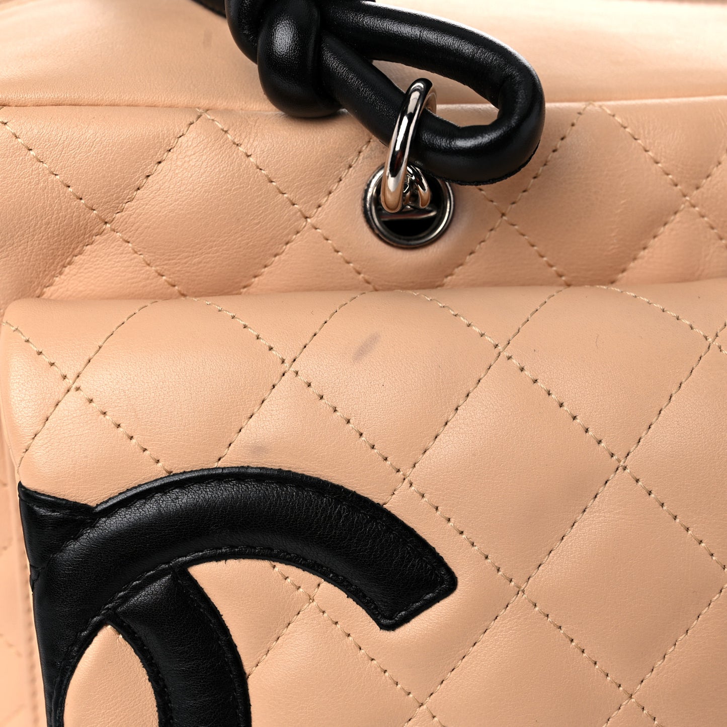 Calfskin Quilted Large Cambon Multipocket Reporter Beige Black