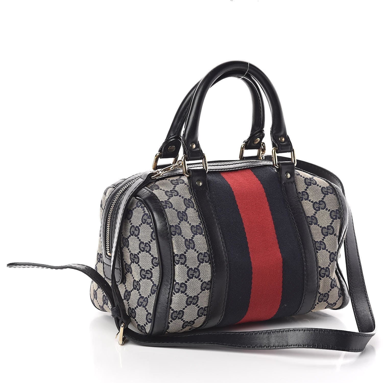 Gucci Monogram Vintage Web Small Boston Navy 3 of 10