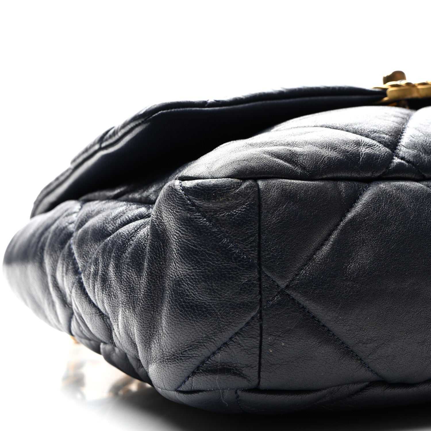 Chanel Goatskin Quilted Large Chanel 19 Flap Navy Blue 9 of 10