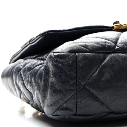 Chanel Goatskin Quilted Large Chanel 19 Flap Navy Blue 9 of 10
