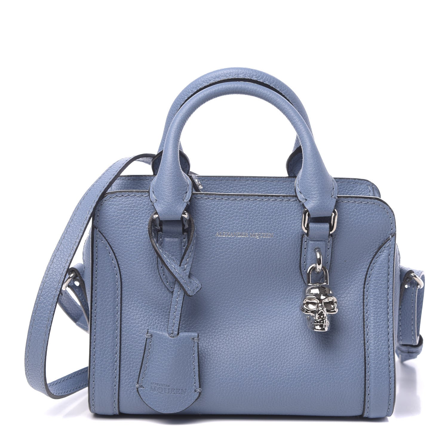 Alexander McQueen Pebbled Calfskin Mini Padlock Tote Light Blue 1 of 10