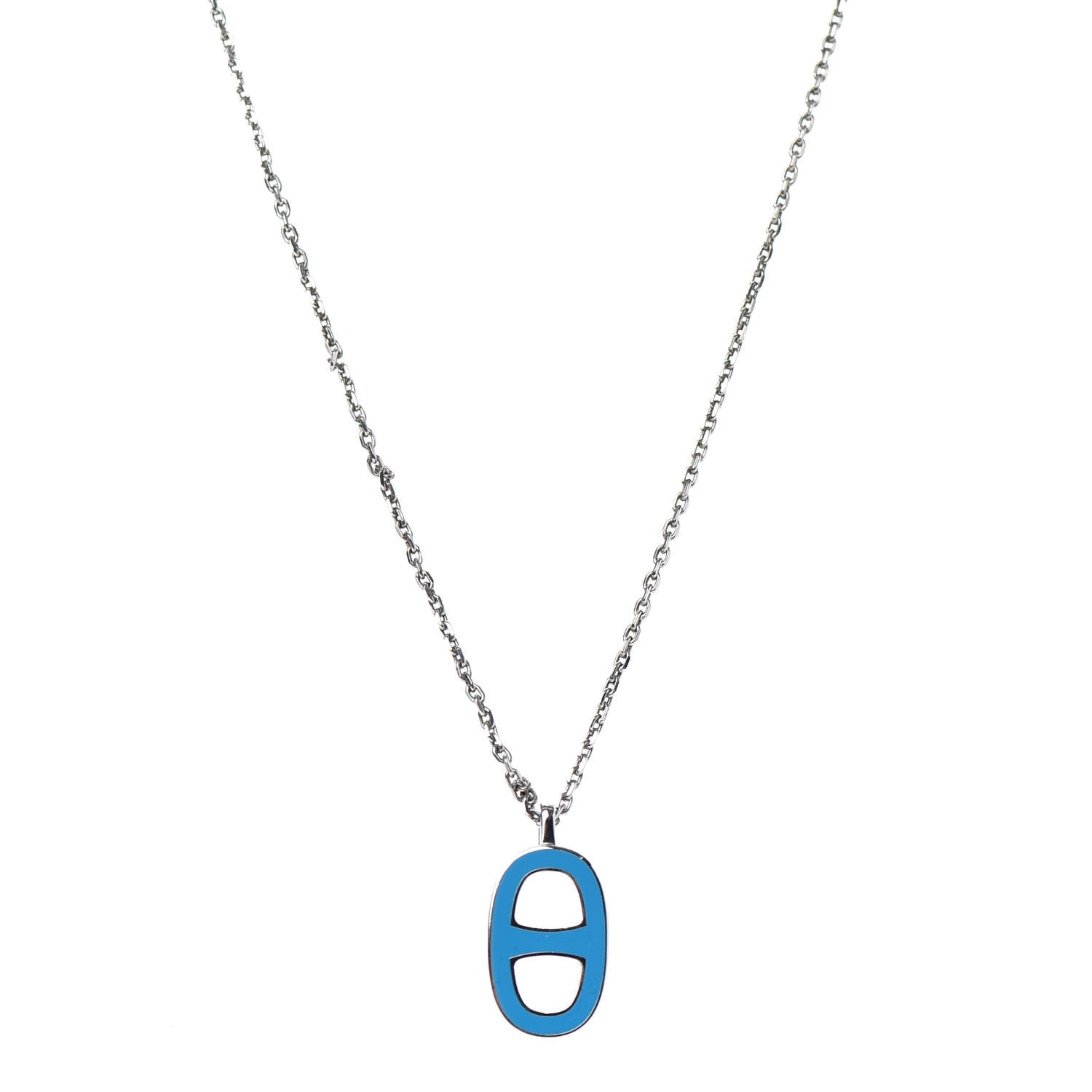 Hermes Laquered Iliade Pendant Necklace Bleu Paradis 1 of 5