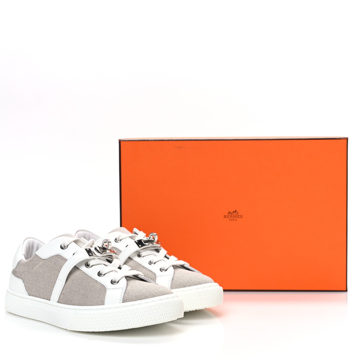Hermes Calfskin Canvas Day Sneakers 36 Prunoir White 9 of 9