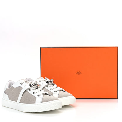 Hermes Calfskin Canvas Day Sneakers 36 Prunoir White 9 of 9