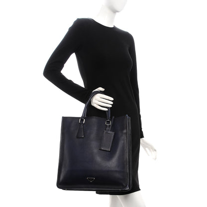 Prada Saffiano Cuir Double Handle Tote Baltico 3 of 16