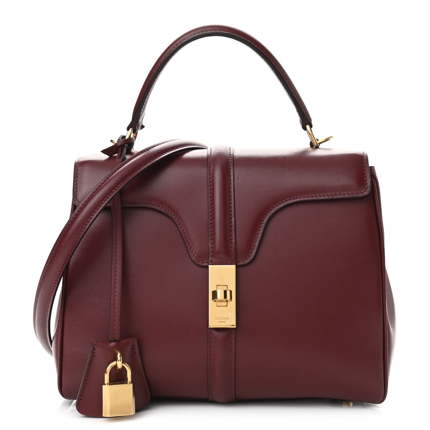 Celine Satinated Calfskin Small 16 Top Handle Bag Light Burgundy 1 of 10