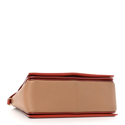 Celine Shiny Smooth Calfskin Medium Frame Shoulder Bag Red Tan 4 of 13