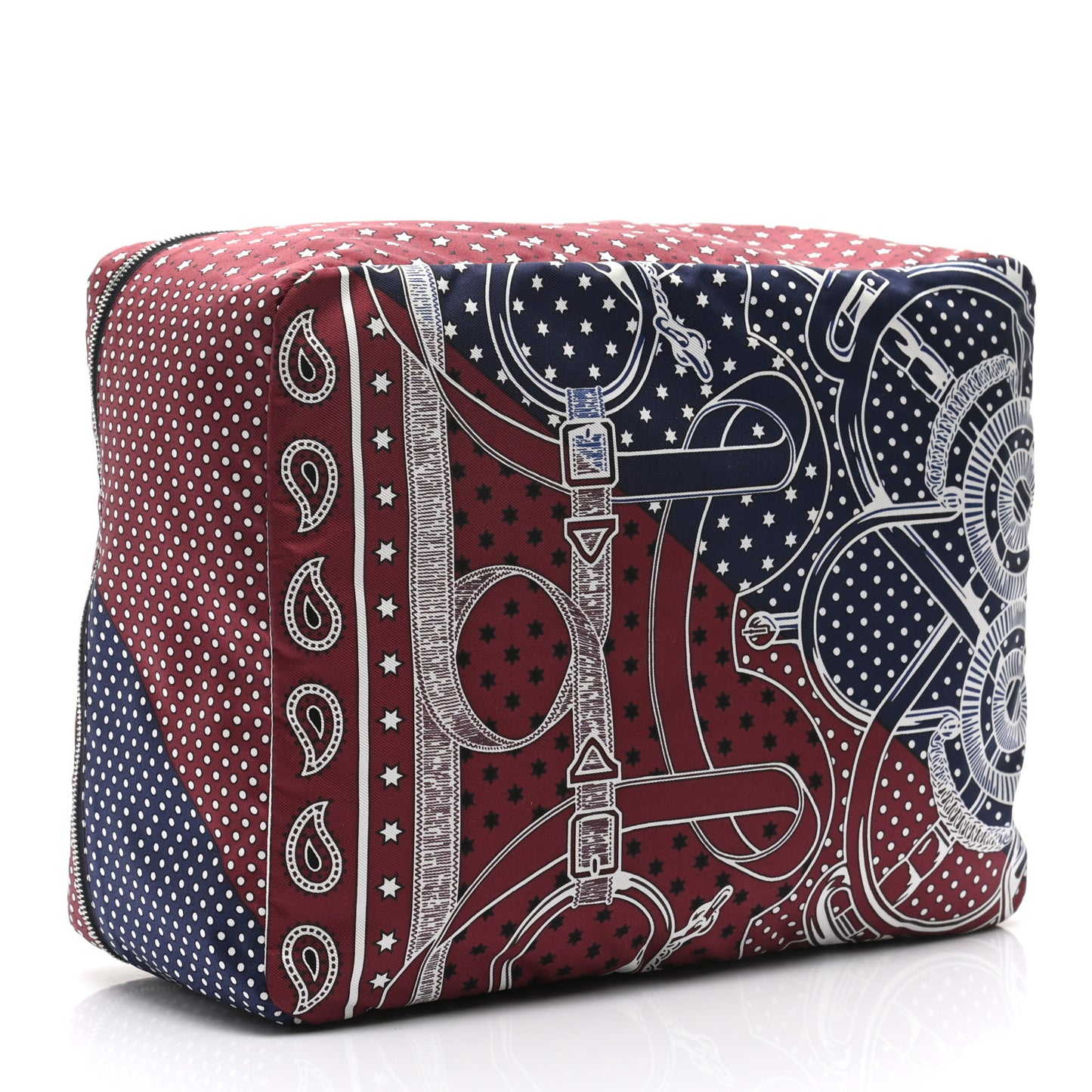 Silk Eperon d'Or Bandana Travelsilk PM Cube Bordeaux Bleu Marine