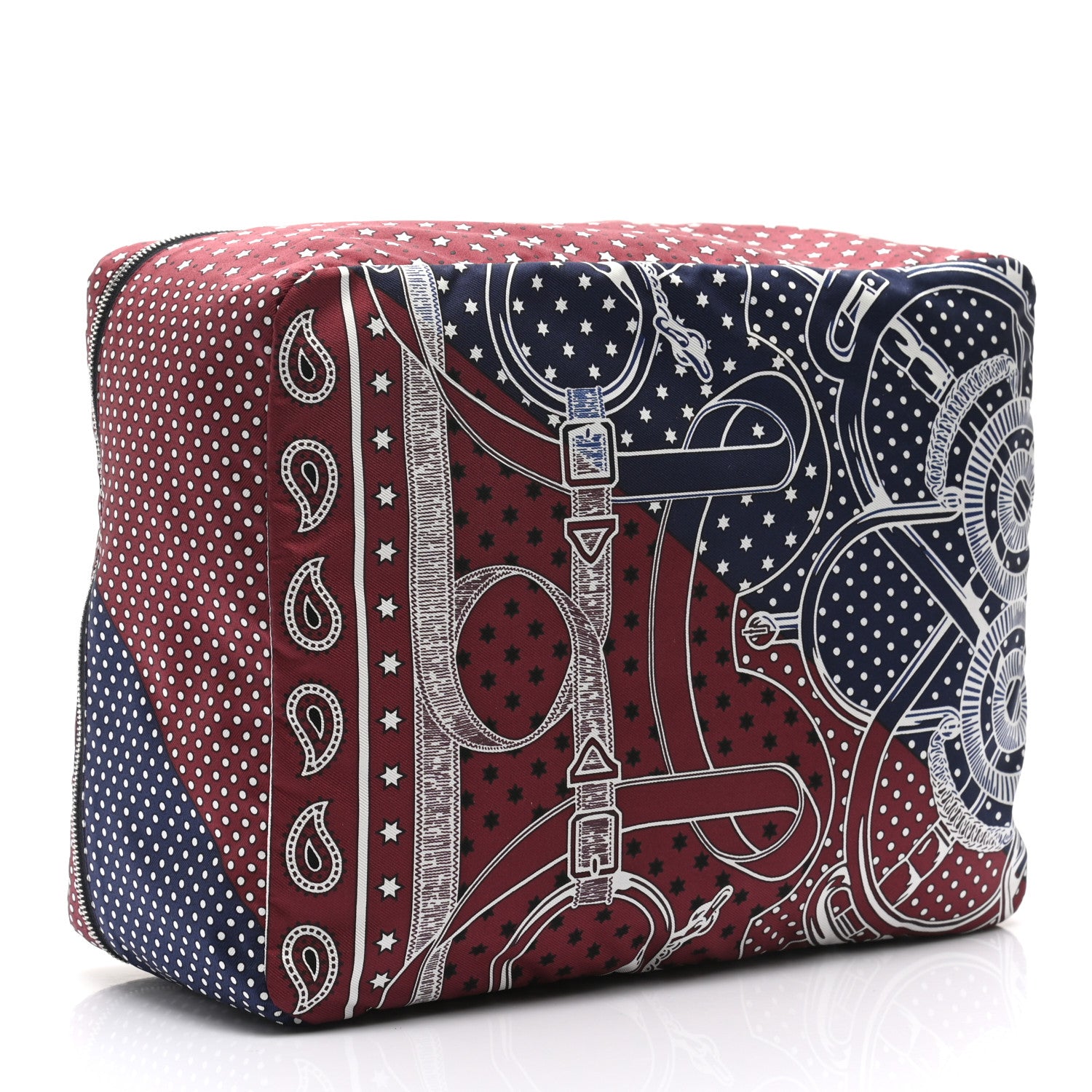 Hermes Silk Eperon d'Or Bandana Travelsilk PM Cube Bordeaux Bleu Marine 3 of 8