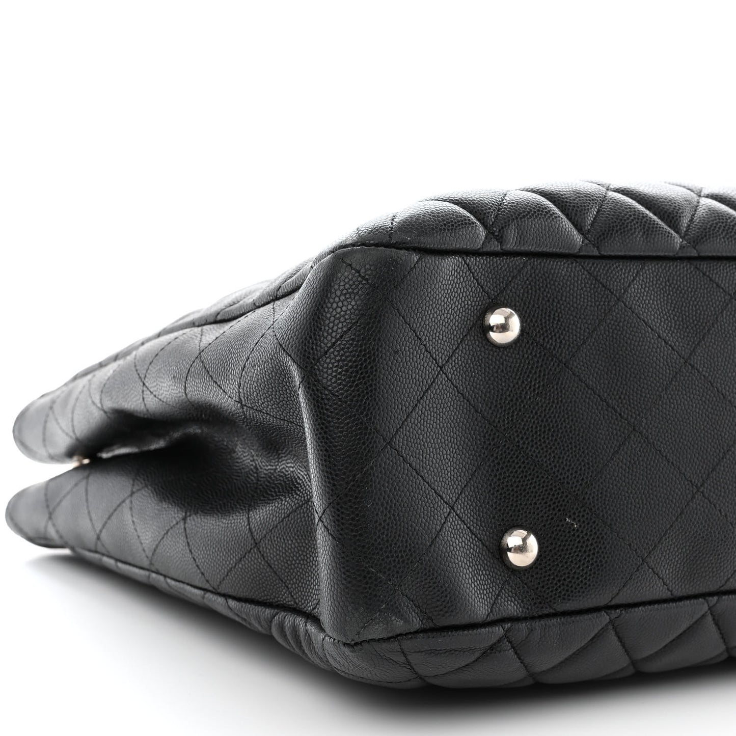 Caviar Quilted Large Shopping Tote Black
