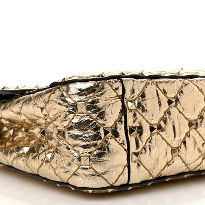 Valentino Garavani Metallic Wrinkled Lambskin Medium Rockstud Spike Shoulder Bag Mekong 8 of 16