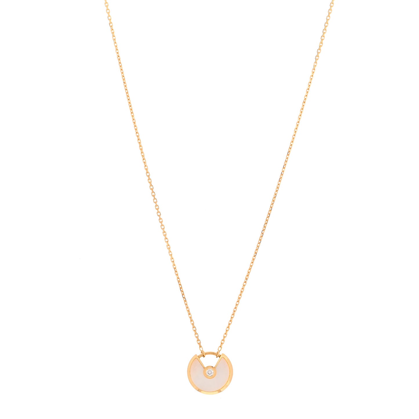 18K Yellow Gold Diamond Mother of Pearl XS Amulette de Cartier Pendant Necklace