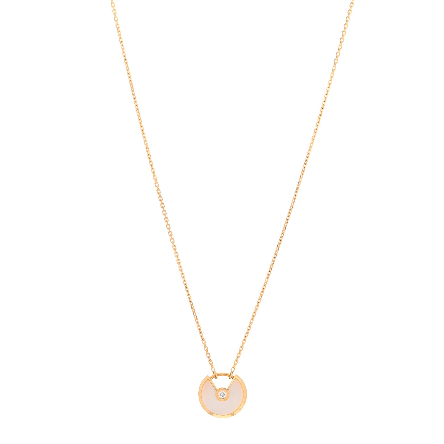 Cartier 18K Yellow Gold Diamond Mother of Pearl XS Amulette de Cartier Pendant Necklace 1 of 3