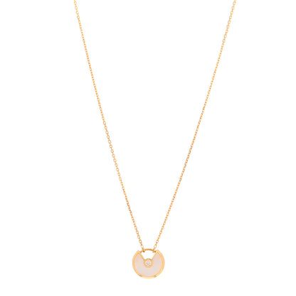 Cartier 18K Yellow Gold Diamond Mother of Pearl XS Amulette de Cartier Pendant Necklace 1 of 3