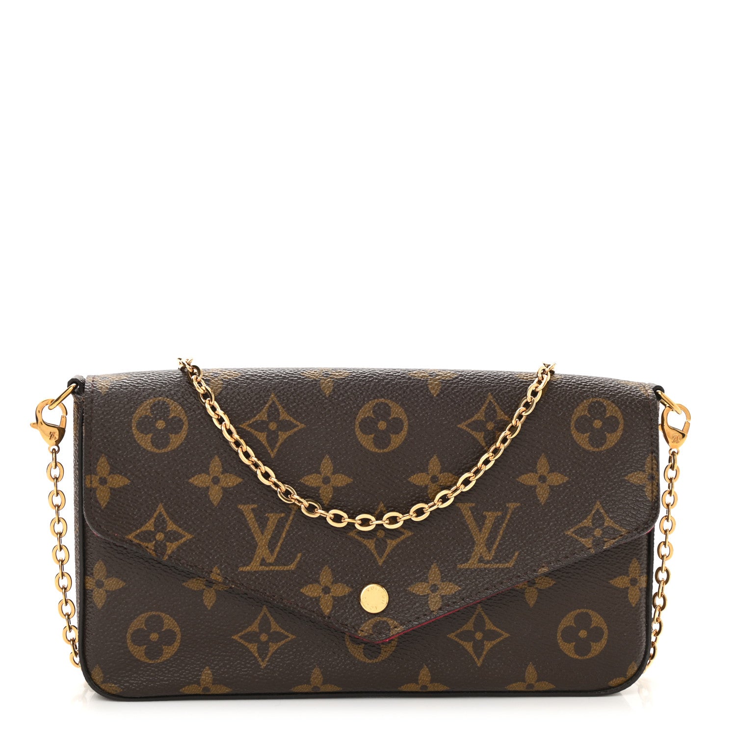 Louis Vuitton Monogram Pochette Felicie Chain Wallet Fuchsia 1 of 10