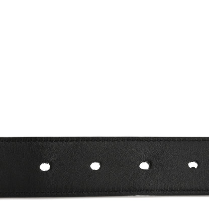Saint Laurent Calfskin Crocodile Embossed Monogram Square Buckle Belt Black 4 of 7