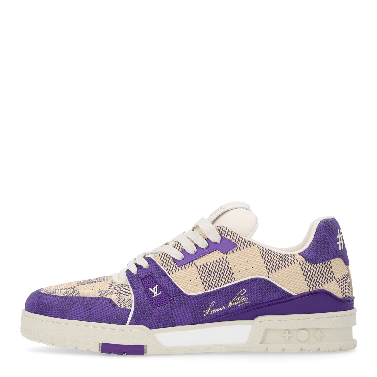 Louis Vuitton Damier Grained Calfskin Monogram Mens LV Trainer Sneakers 10 Purple 1 of 10