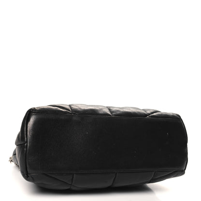 Saint Laurent Lambskin Quilted Medium Loulou Puffer Monogram Chain Satchel Black 4 of 13