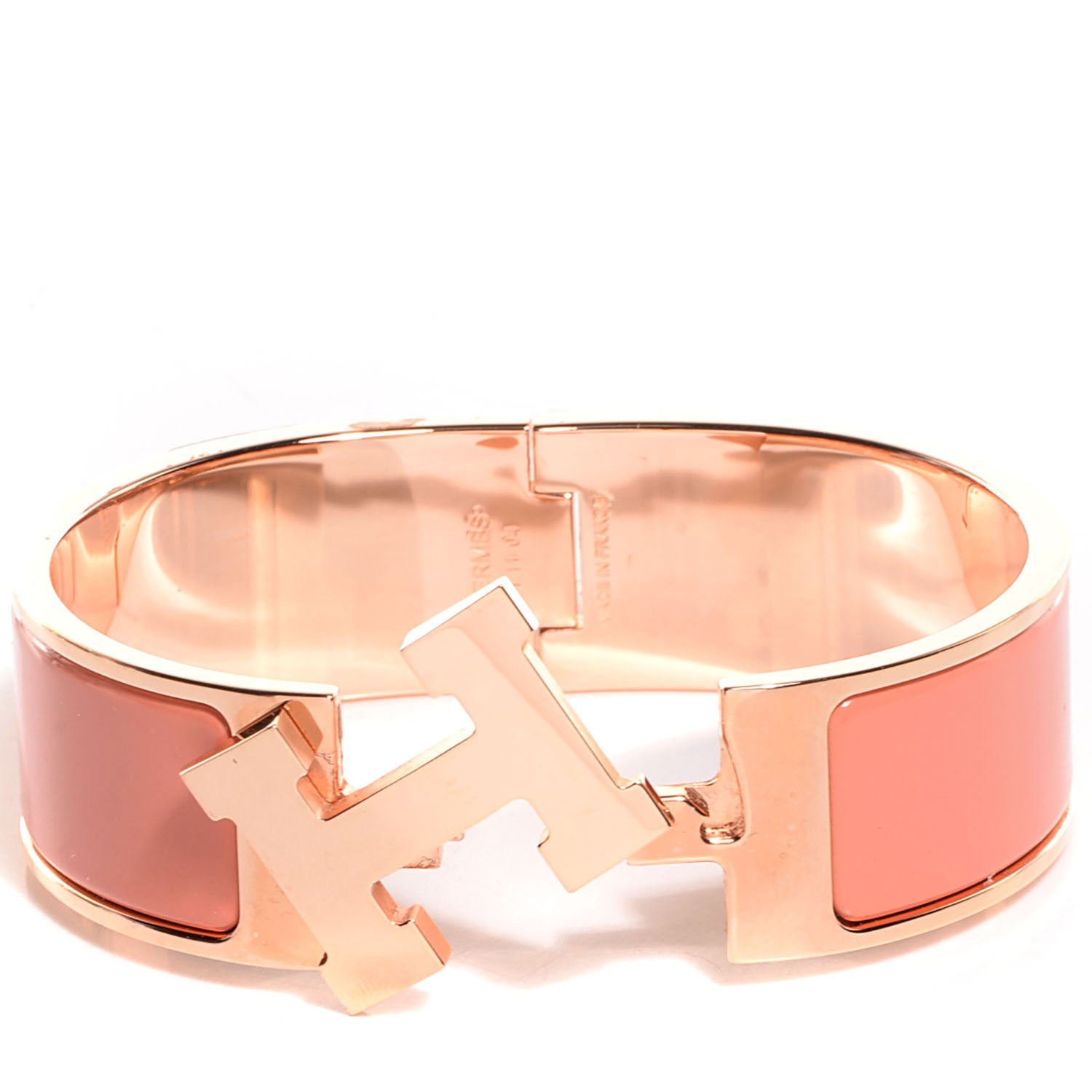 Hermes Enamel Wide Clic Clac H Bracelet GM Rose Saumon 3 of 5