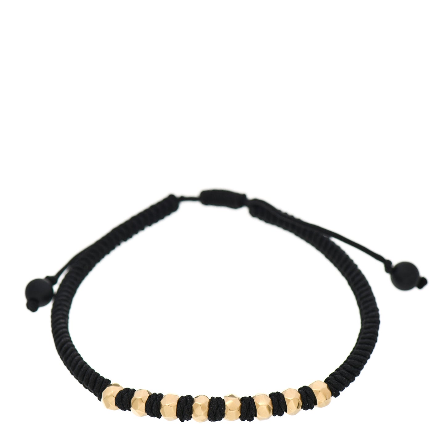 18K Yellow Gold Nylon Fortune Woven Bracelet Black