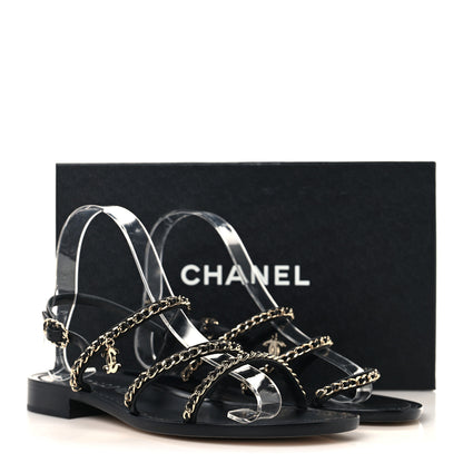 Chanel Lambskin Chain Sandals 37.5 Black 9 of 9