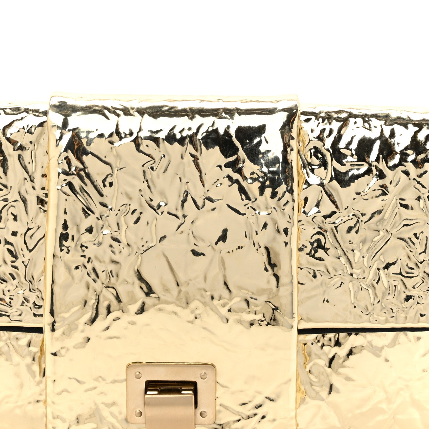 Proenza Schouler Metallic Crinkled Patent Calfskin Flip Shoulder Bag Gold 9 of 11