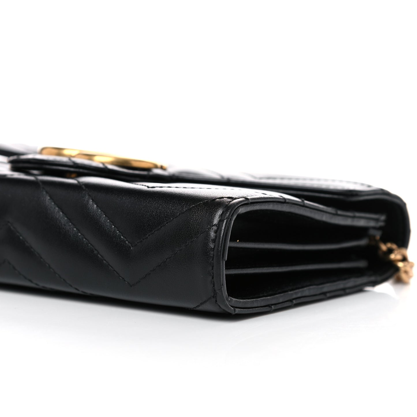 Calfskin Matelasse GG Marmont Chain Wallet Black