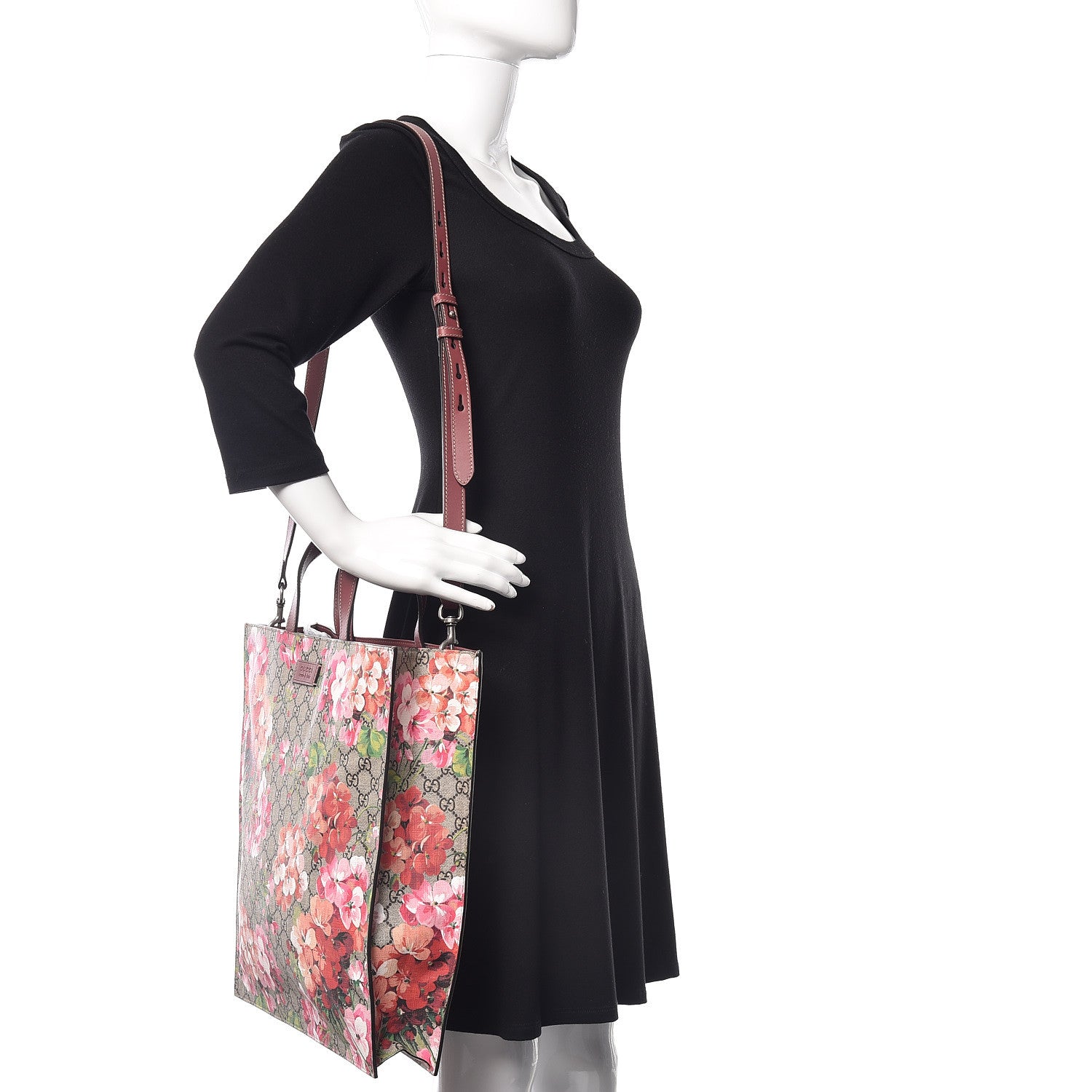 Gucci Soft GG Supreme Monogram Blooms Vertical Tote Beige Multicolor Dry Rose 2 of 10
