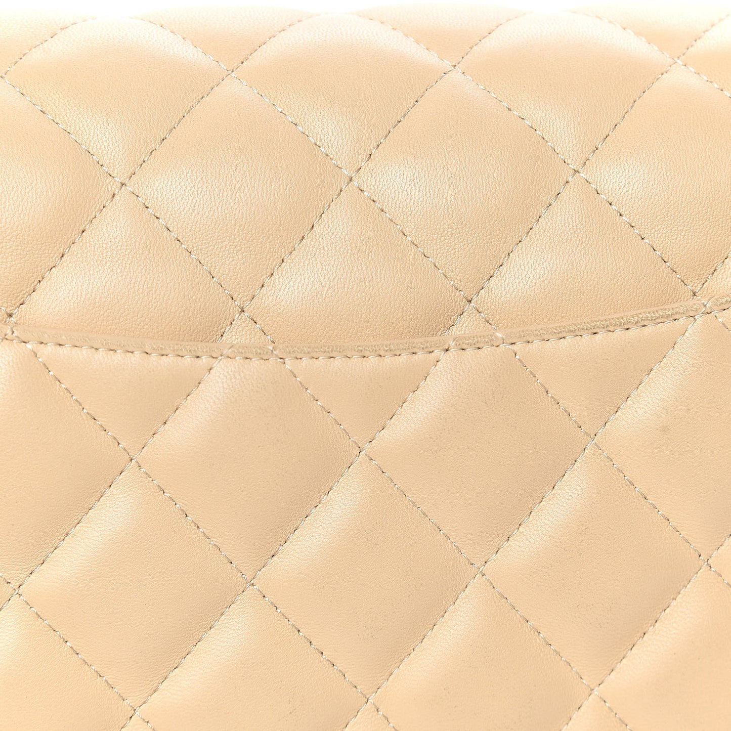 Lambskin Quilted Jumbo Double Flap Beige Clair