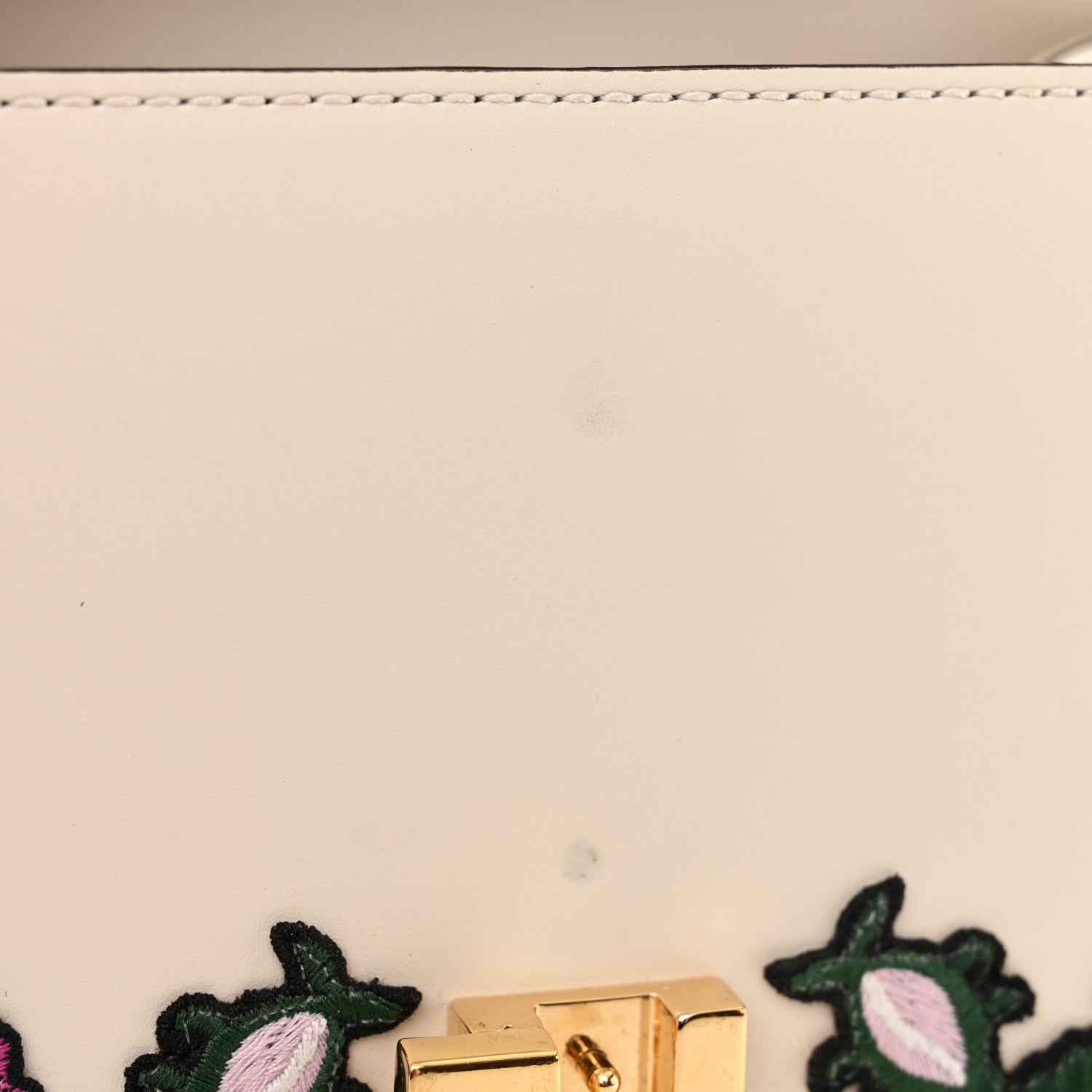 Gucci Calfskin Embroidered Mini Sylvie Top Handle Bag White 12 of 12