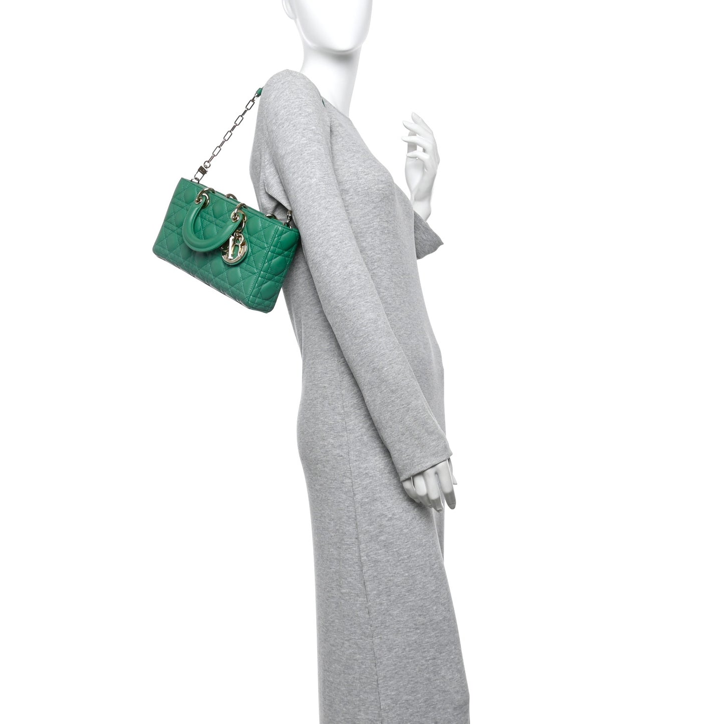 Lambskin Cannage Medium Lady D-Joy Green