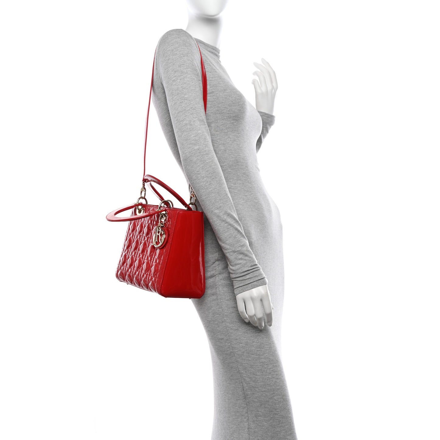 Patent Cannage Medium Lady Dior Red