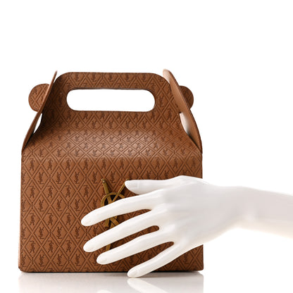 Saint Laurent Calfskin Monogram Take Away Box Dusty Vintage Brown Gold 2 of 10