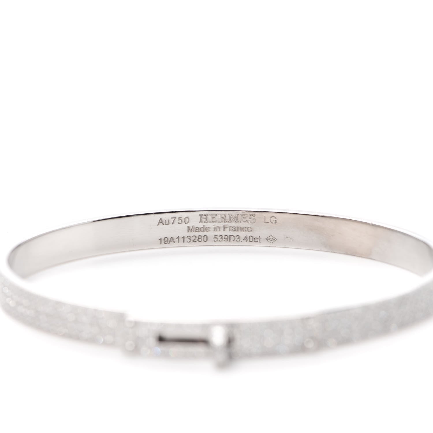 Hermes 18K White Gold Diamond PM Kelly Full Pave Bracelet LG 4 of 6