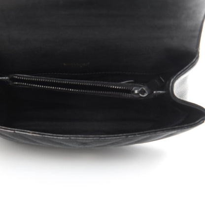 Saint Laurent Sheepskin Matelasse Chevron Monogram Medium College Bag Black 5 of 15
