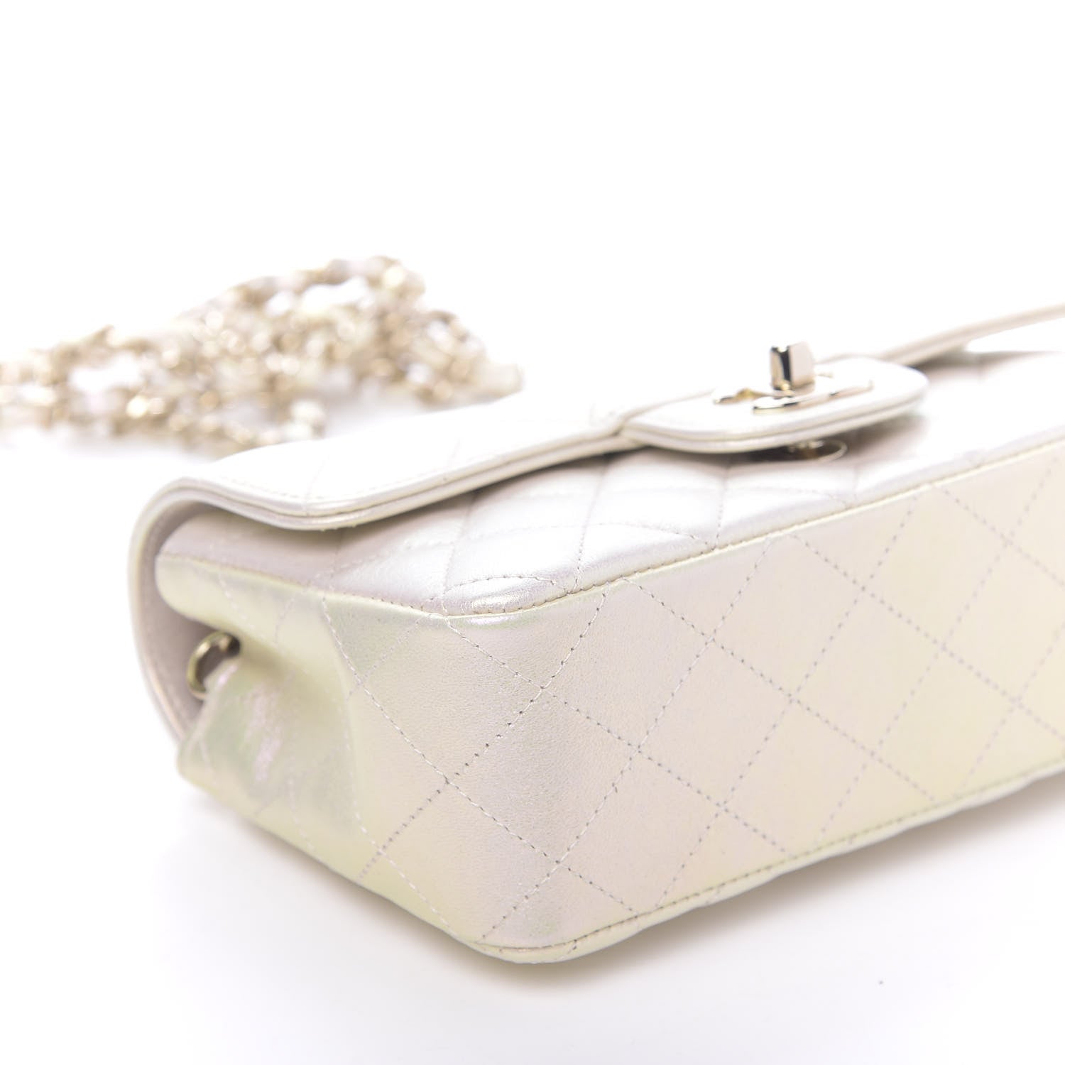 Chanel Iridescent Lambskin Quilted Mini Rectangular Flap Ivory 6 of 12