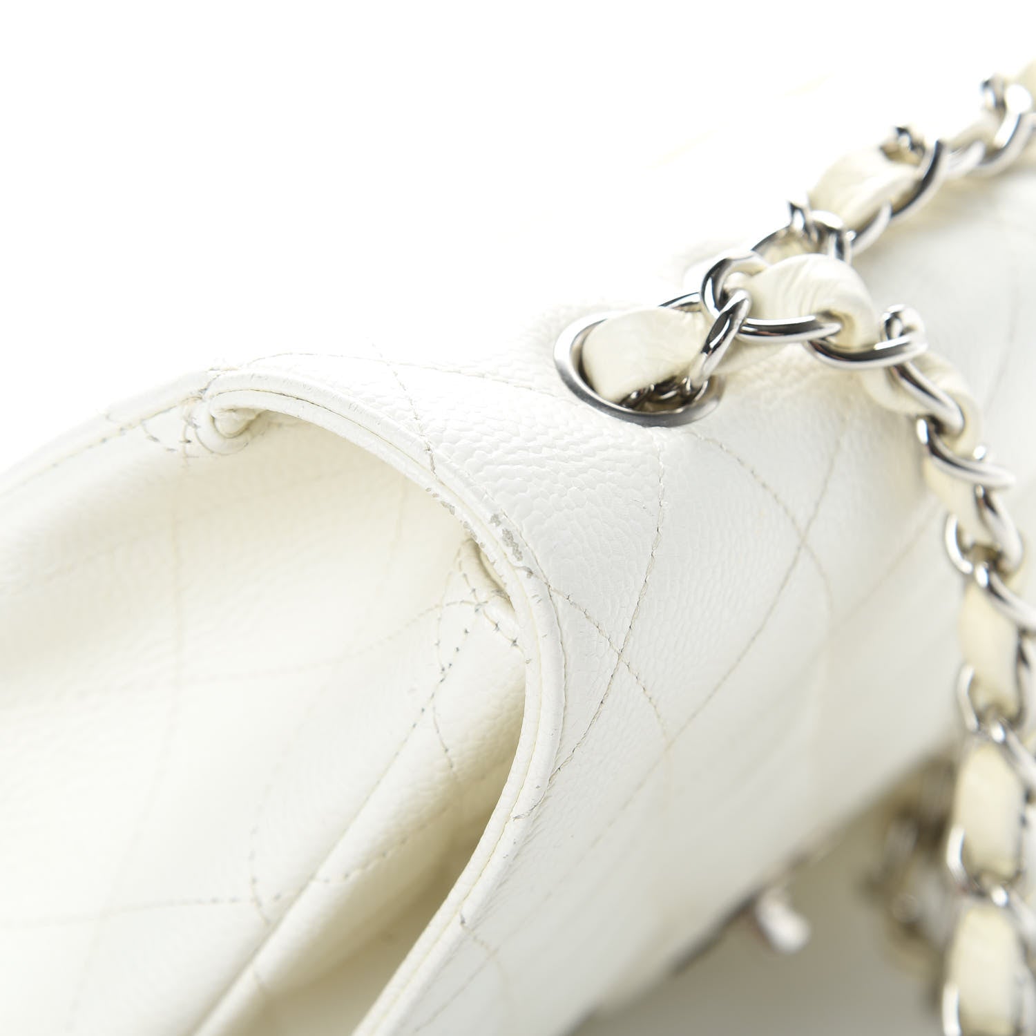 Chanel Caviar Quilted Jumbo Single Flap White 15 of 16