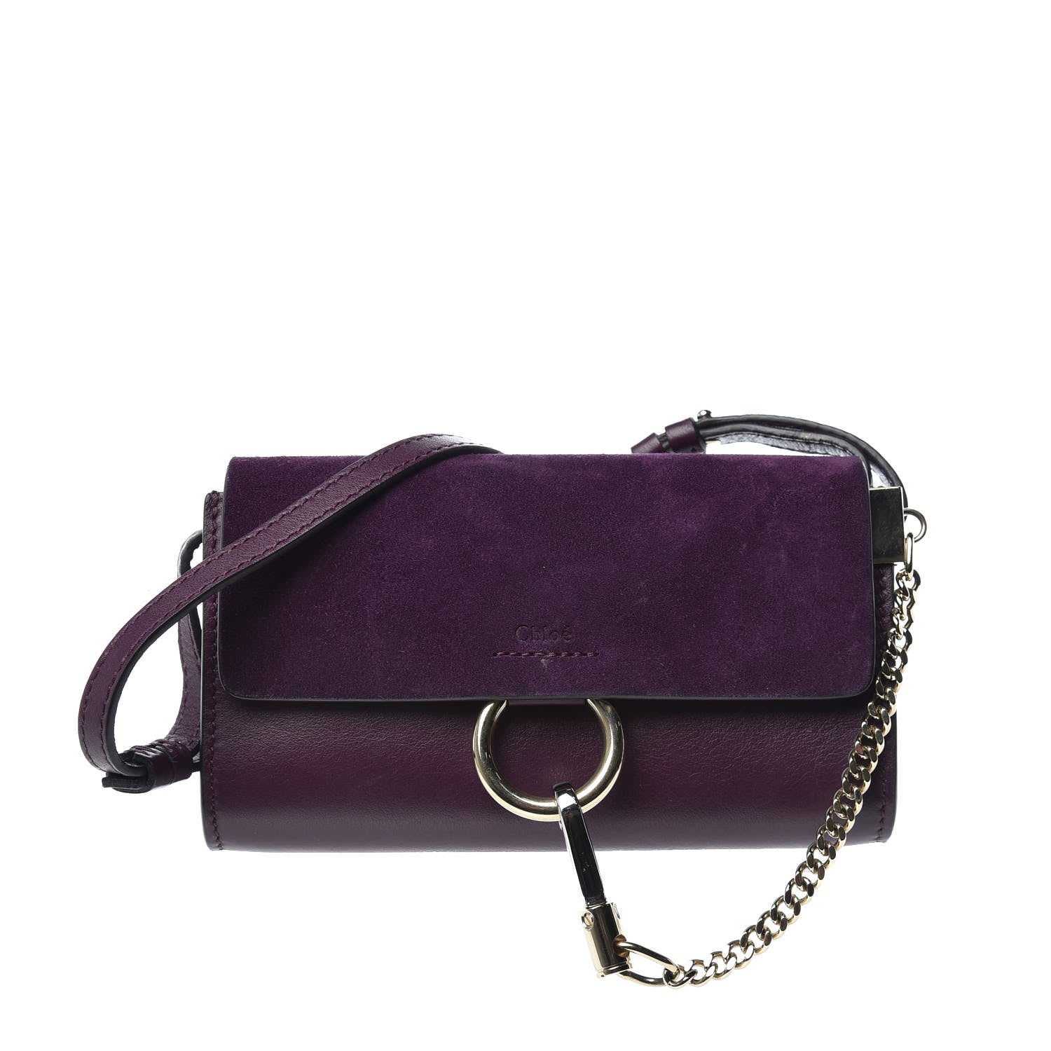 Chloe Suede Calfskin Mini Faye Shoulder Bag Intense Violine 1 of 13