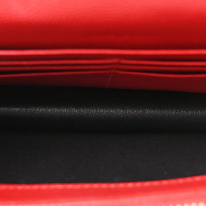 Saint Laurent Grain De Poudre Matelasse Chevron Monogram Envelope Chain Wallet  New Red 5 of 12
