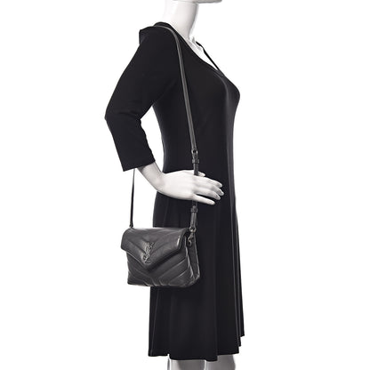 Saint Laurent Calfskin Y Quilted Monogram Toy Loulou Crossbody Bag Storm 2 of 9