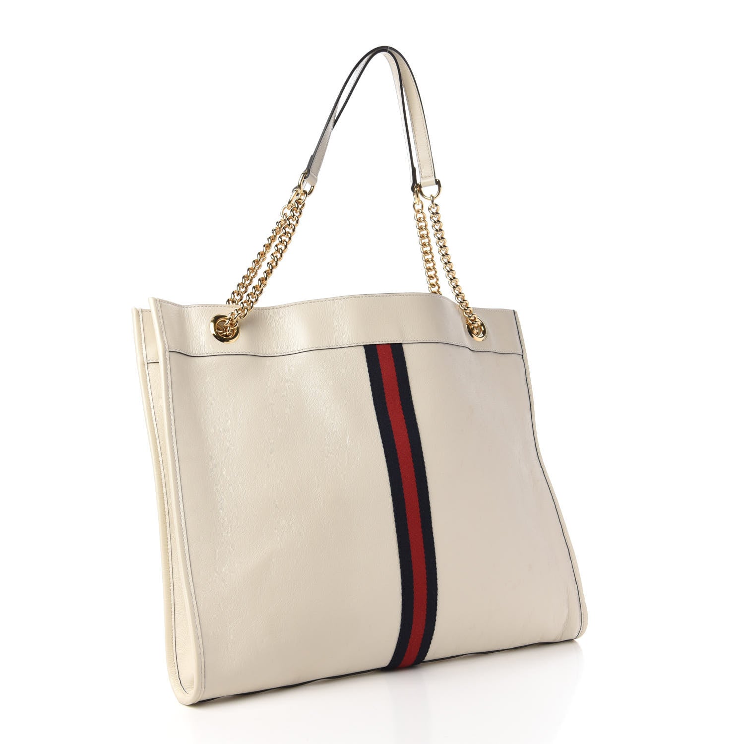 Gucci Suede Calfskin Large Rajah Chain Tote White 3 of 10